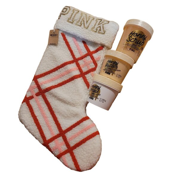 Victoria's Secret Pink Honey Body Care Christmas Stocking Gift Bundle 4-piece